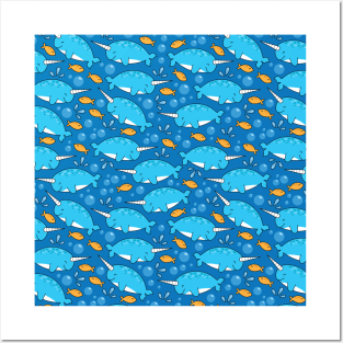 Cute Narwhal Pattern Posters and Art